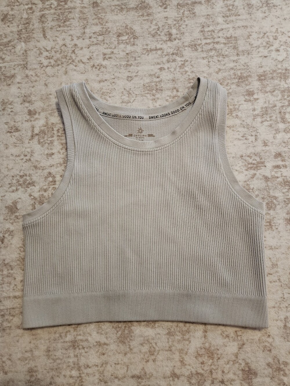 Aerie Ribbed Sleeveless Crop Tank - Light Grey